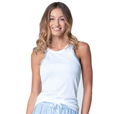 Lucky In Love Linen Streak Tank (White)