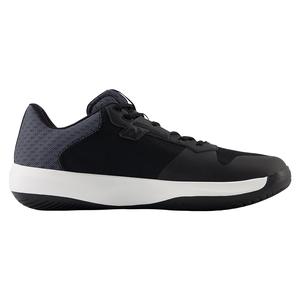 New Balance men's 696v6 tennis shoes in black and white, with D width athletic footwear for tennis or casual wear.
