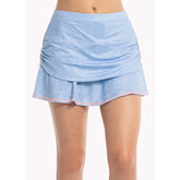 Lucky In Love Chambray Ruched Skirt (W) (Light Denim)