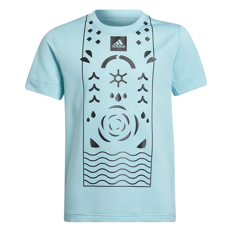 Adidas Boys Q2 Printed Tennis Tee (Aqua)
