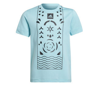 Adidas Boys Q2 Printed Tennis Tee (Aqua)