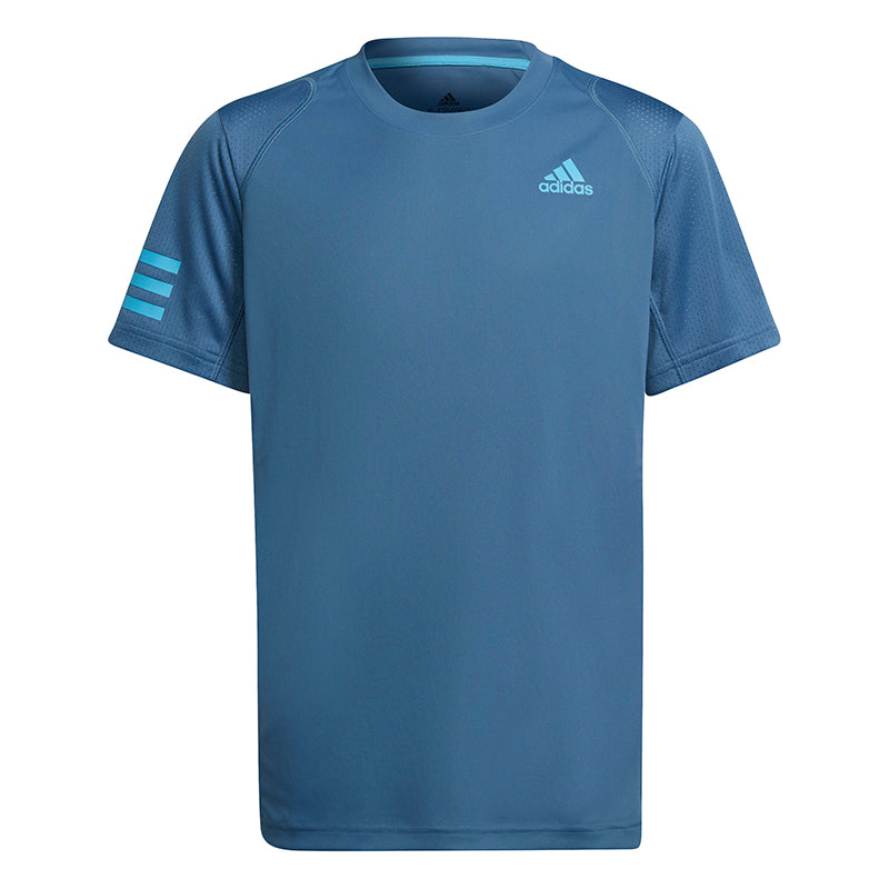 Adidas Boys Club 3 Stripe Tee (Blue)