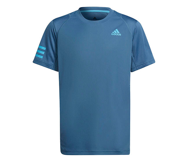 Adidas Boys Club 3 Stripe Tee (Blue)