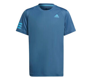 Adidas Boys Club 3 Stripe Tee (Blue)