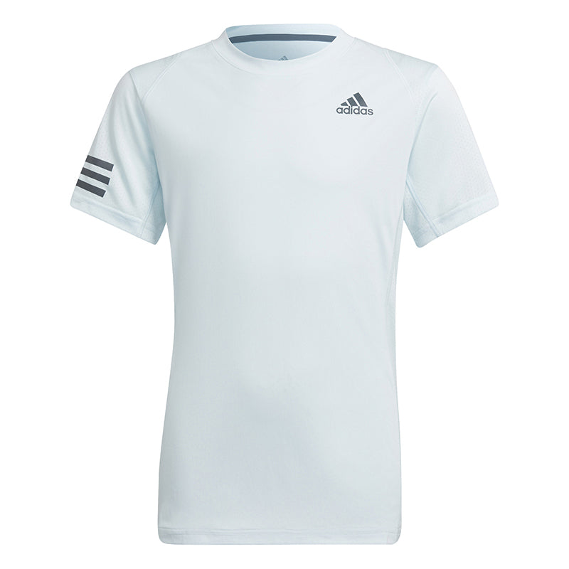 Adidas Boys Club 3 Stripe Tee (Light Blue)