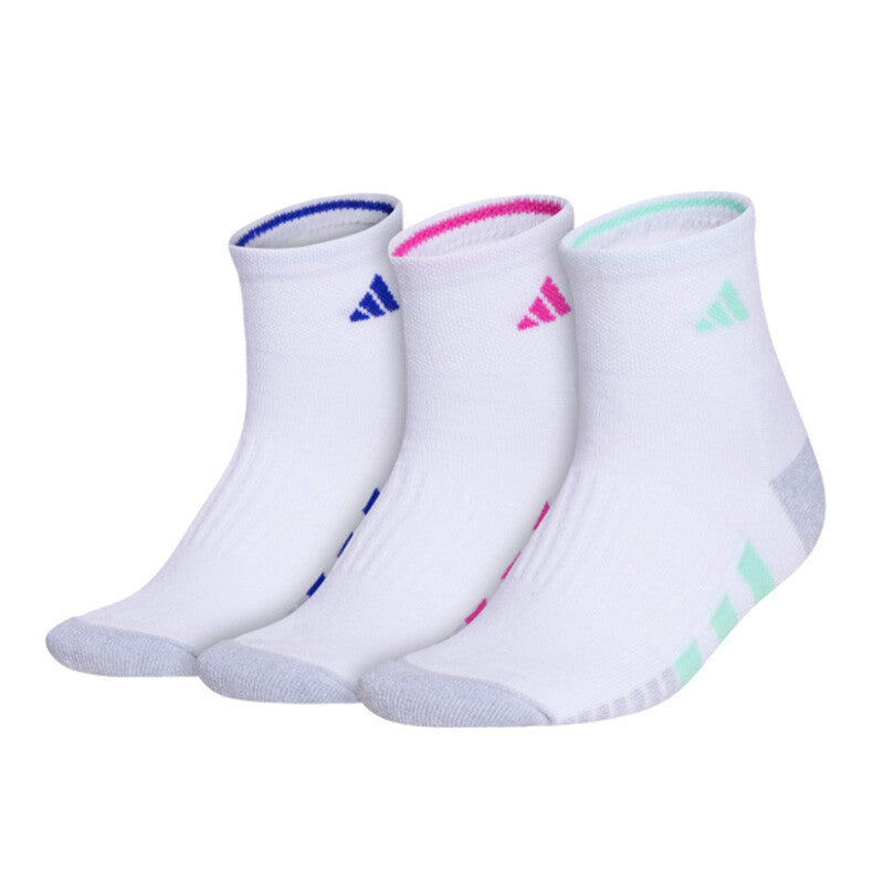 Adidas Women'S Cushioned 3.0 Quarter 3-Pack (White/Pulse Mint/Fuchsia) Adidas