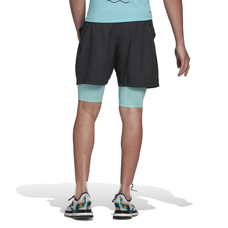 Adidas Paris 2-In-1 Short (M) (Grey/Aqua)