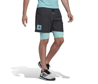 Adidas Paris 2-In-1 Short (M) (Grey/Aqua)