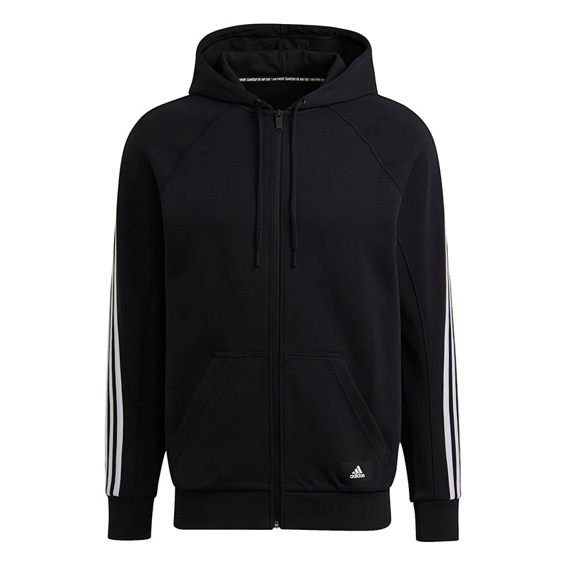 Adidas 3 Stripes Icon Full Zip Hoodie (M) (Black)