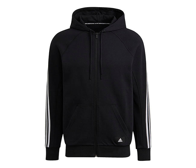 Adidas 3 Stripes Icon Full Zip Hoodie (M) (Black)