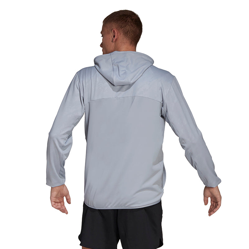 Adidas All Over Print Hooded Jacket (M) (Grey)