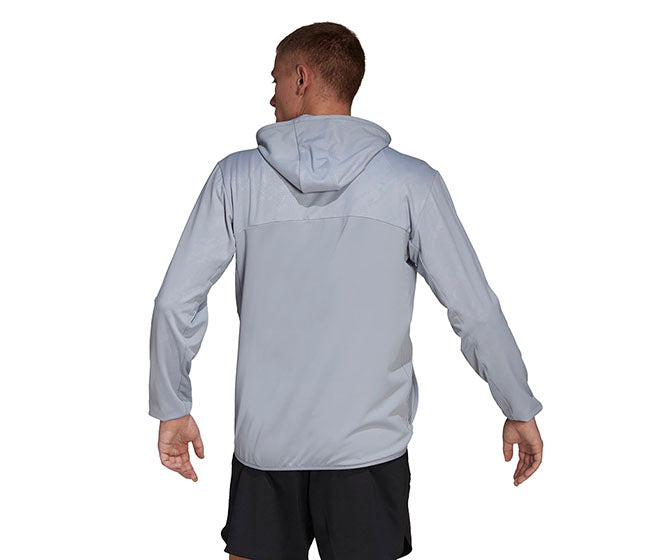Adidas All Over Print Hooded Jacket (M) (Grey)