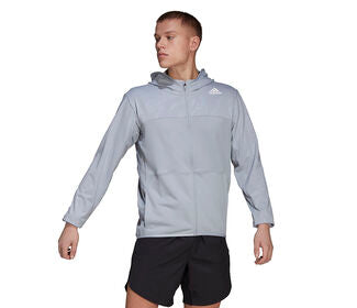 Adidas All Over Print Hooded Jacket (M) (Grey)
