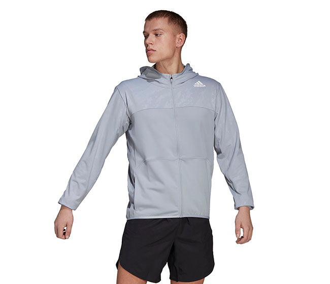 Adidas All Over Print Hooded Jacket (M) (Grey)