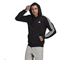 Adidas Essentials 3 Stripe Full Zip Hoodie (M) (Black)