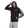 Adidas Essentials 3 Stripe Full Zip Hoodie (M) (Black)