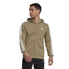 Adidas Essentials 3 Stripe Full Zip Hoodie (M) (Olive)