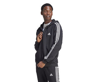Adidas Essentials 3 Stripes Full Zip Hoodie (M) (Black)