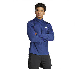 Adidas Train Essentials 1/4 Zip Long Sleeve Tee (M) (Dark Blue)