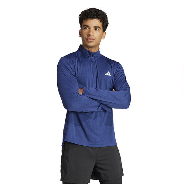 Adidas Train Essentials 1/4 Zip Long Sleeve Tee (M) (Dark Blue)
