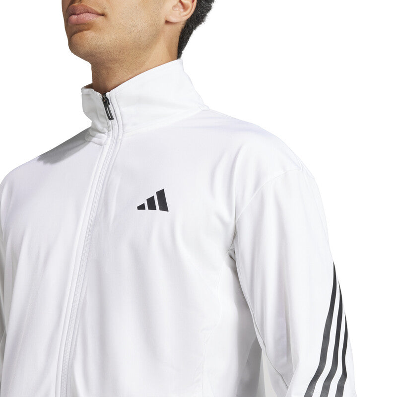 Adidas 3 Stripe Knit Jacket (M) (White)