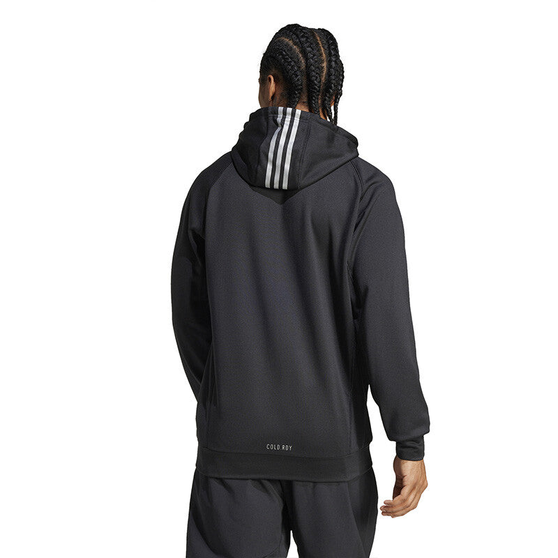 Adidas Game & Go 3 Stripe Full Zip Hoodie (M) (Black)