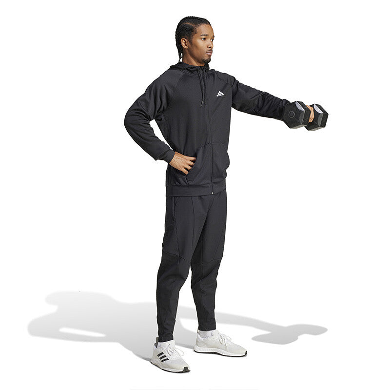 Adidas Game & Go 3 Stripe Full Zip Hoodie (M) (Black)