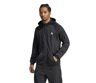 Adidas Game & Go 3 Stripe Full Zip Hoodie (M) (Black)