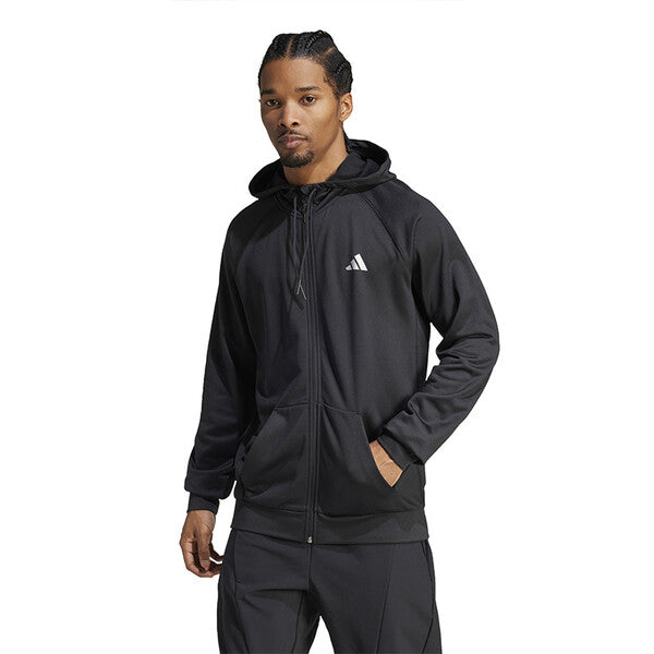 Adidas Game & Go 3 Stripe Full Zip Hoodie (M) (Black)
