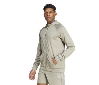 Adidas Game & Go 3 Stripe Full Zip Hoodie (M) (Silver Pebble)