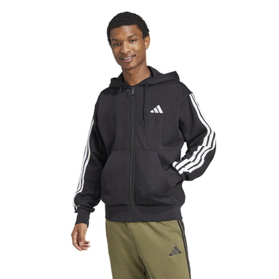 Adidas 3 Stripes Full Zip Hoodie (M) (Black)