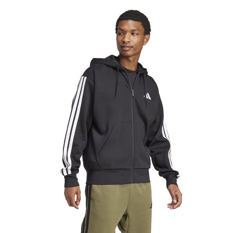 Adidas 3 Stripes Full Zip Hoodie (M) (Black)