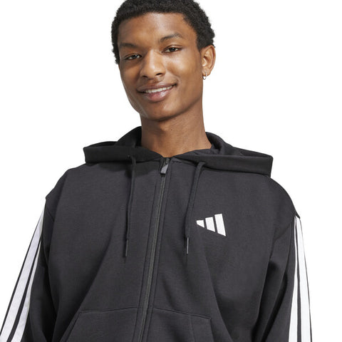 Adidas 3 Stripes Full Zip Hoodie (M) (Black)
