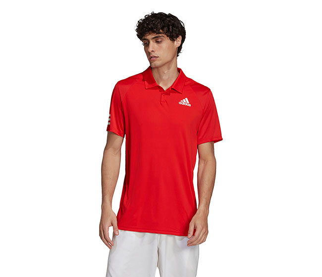 Adidas Club 3 Stripe Polo (M) (Red)