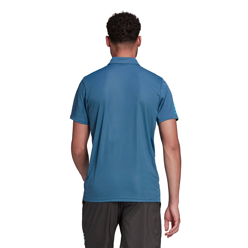 Adidas Club 3 Stripe Polo (M) (Blue)
