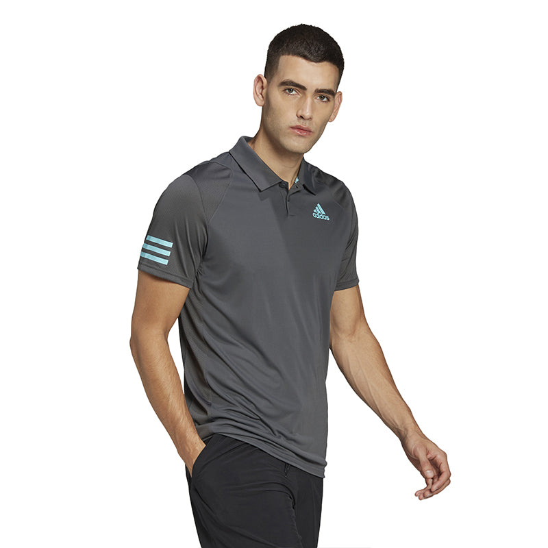 Adidas Club 3 Stripe Polo (M) (Dark Grey)