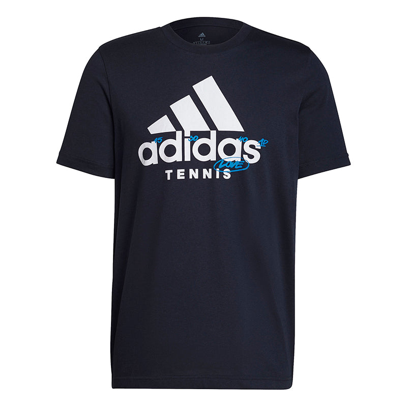 Adidas Tennis Graphic Logo Tee (M) (Navy)