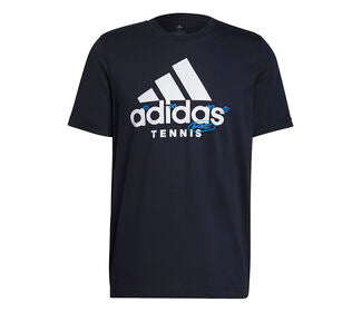 Adidas Tennis Graphic Logo Tee (M) (Navy)