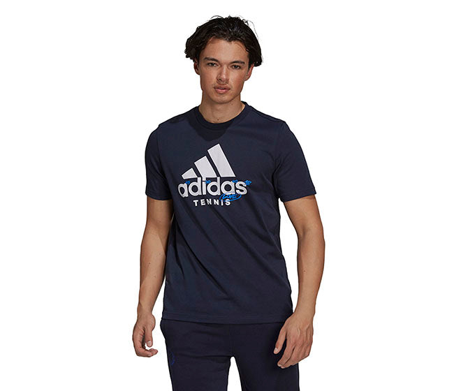 Adidas Tennis Graphic Logo Tee (M) (Navy)
