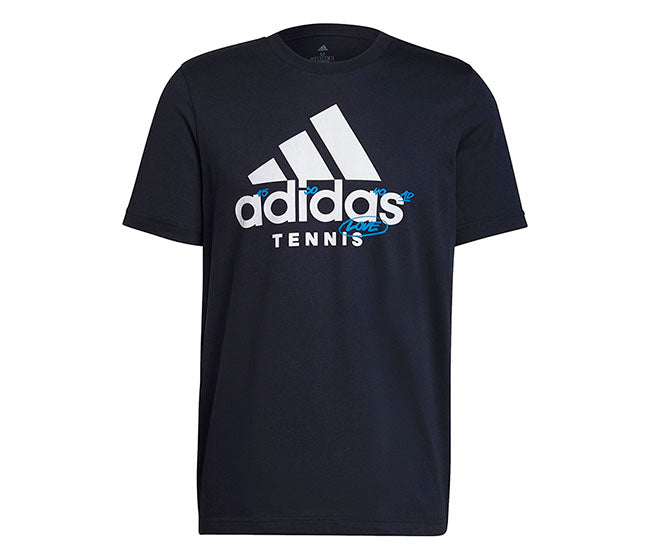 Adidas Tennis Graphic Logo Tee (M) (Navy)