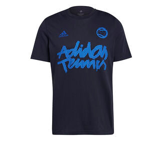 Adidas Tennis Logo Wimbledon Tee (M) (Navy)