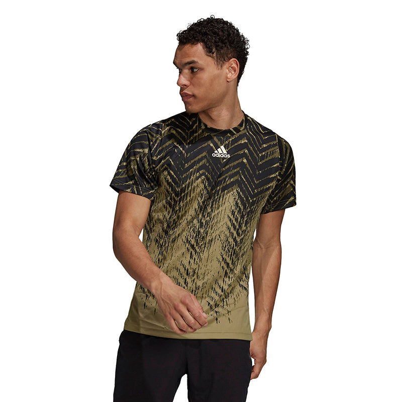 Adidas Freelift Printed Primeblue Tee (M) (Olive)