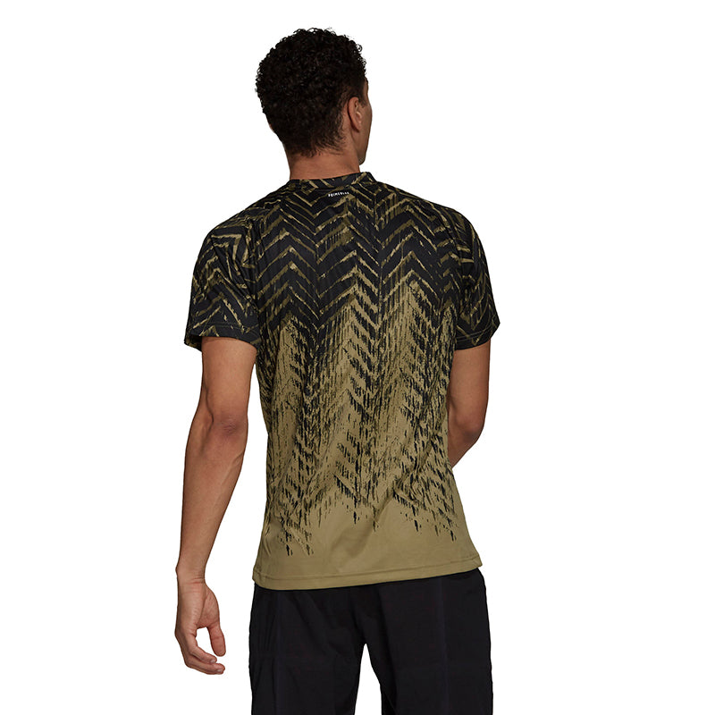 Adidas Freelift Printed Primeblue Tee (M) (Olive)