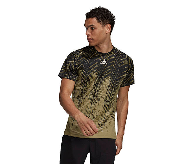 Adidas Freelift Printed Primeblue Tee (M) (Olive)