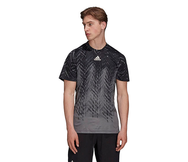Adidas Freelift Printed Primeblue Tee (M) (Dark Grey)