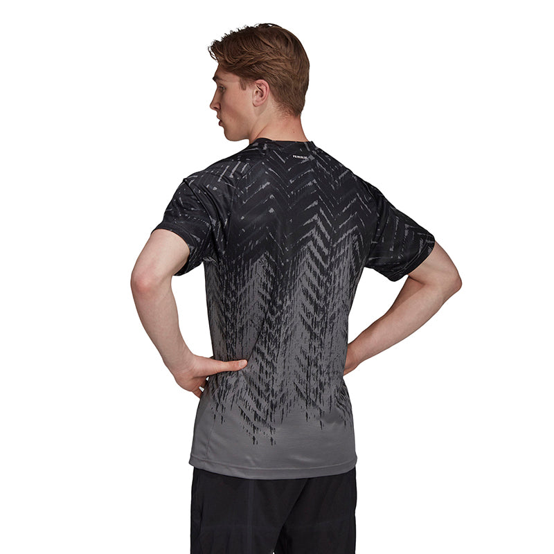 Adidas Freelift Printed Primeblue Tee (M) (Dark Grey)