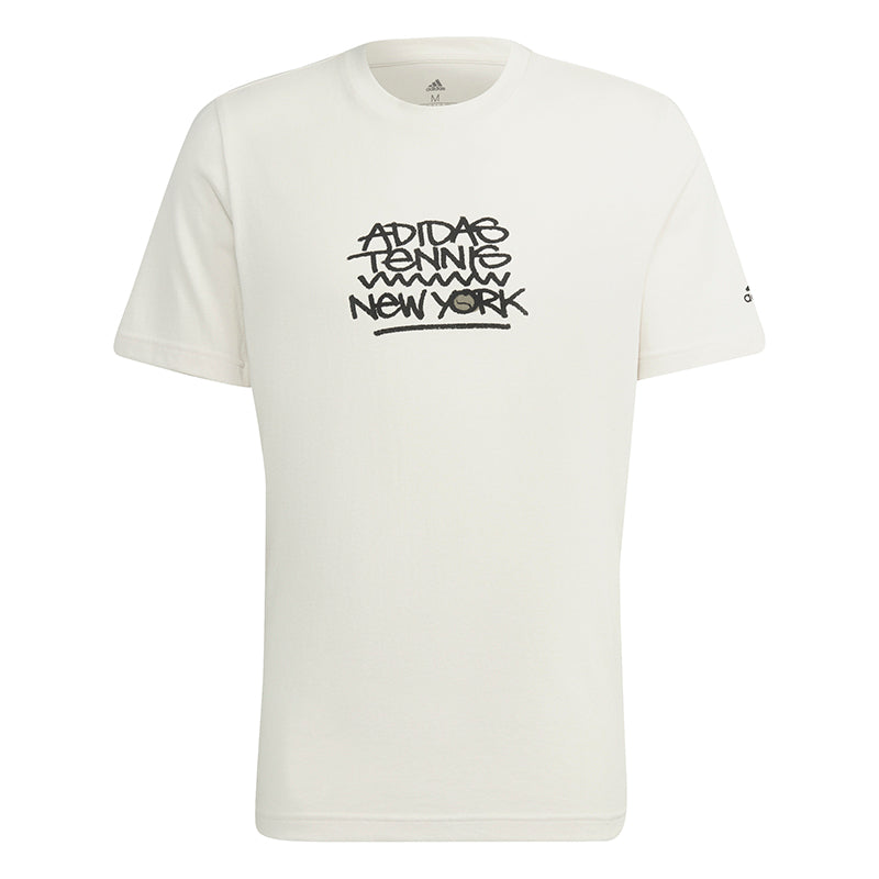Adidas Nyc Tennis Graphic Logo Tee (M) (Cream)