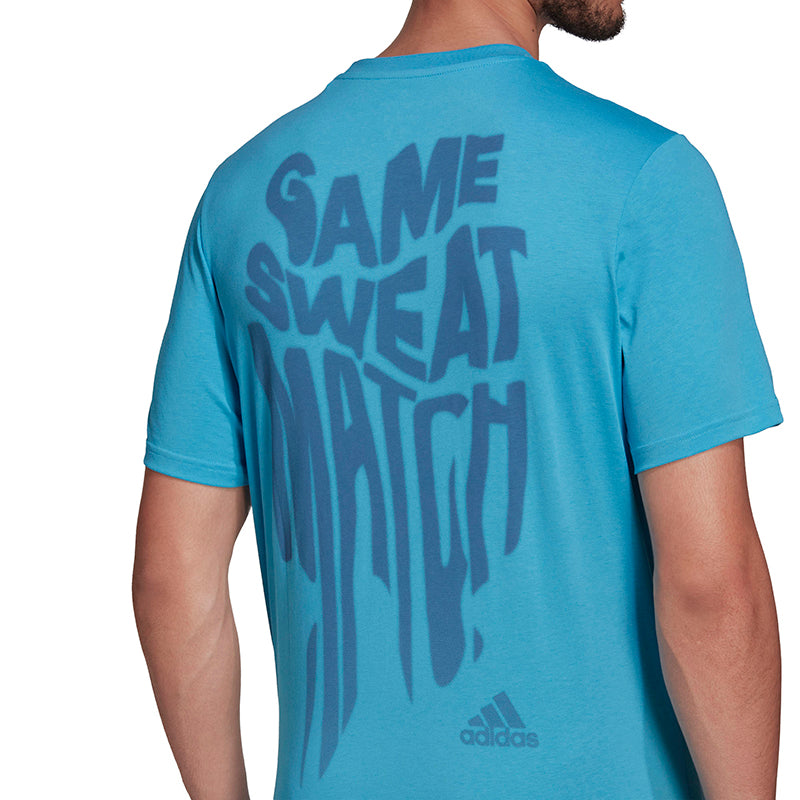 Adidas Game Sweat Match Graphic Tee (M) (Blue)