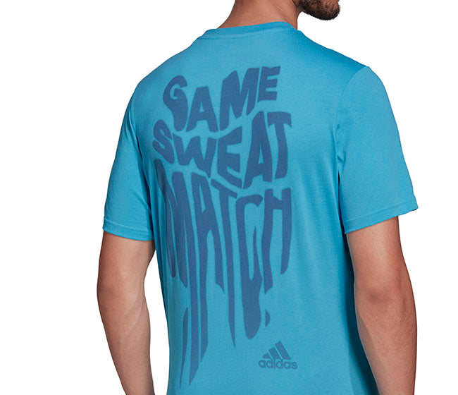 Adidas Game Sweat Match Graphic Tee (M) (Blue)