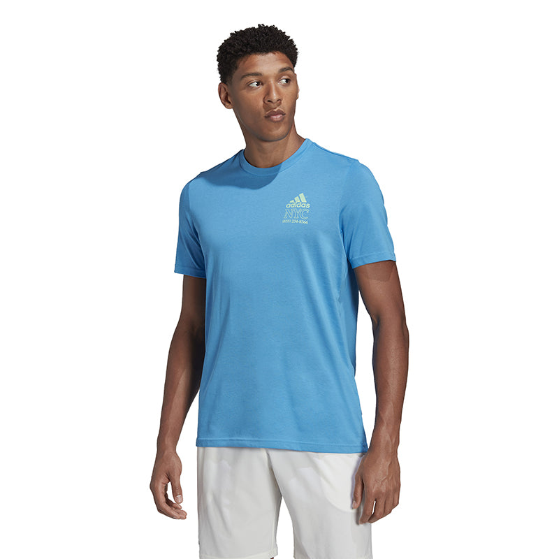 Adidas Hard Courts Graphic Tee (M) (Blue)